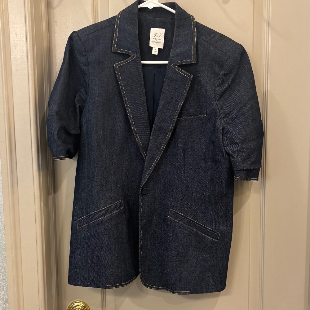 Cinq a Sept Short Sleeve Denim Blazer